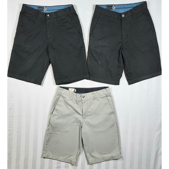 Volcom Other - Lot 3 Y2K Volcom Stone Mens Shorts Skater Emo Pinstripe Khaki Size 28 & 30 0029